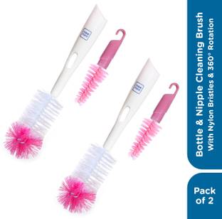 MeeMee Bottle & Nipple Cleaning Brush (Pink, Pack of 2)