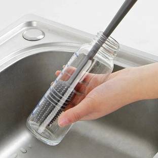 SEASPIRIT Silicone Bottle Brush | Bottle Cleaning Brush for Washing Water Bottle, Narrow Neck Containers, Hydro Flask, Vacuum Sports Bottle, Vase and Glassware