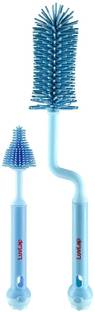LuvLap 360° Movable Silicone Bristle Baby Feeding Bottle Cleaning Brush, Blue