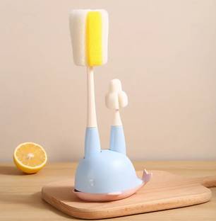 Adore Advanced Dolphin 2 in 1 Spongy Bottle Cleaning Brush Kit w Stand