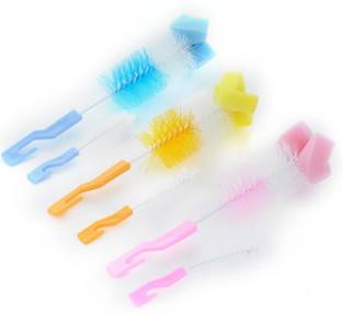Adore Baby Bottle Cleaning Brush Kit - 6pc set - 3 Big Nylon Brush - 3 Small Nylon Brush- with Hanging Hook- Easy to Use