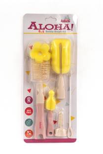 Adore ALOHA Premium Baby 6 in 1 Bottle Cleaning Brush kit - BPA Free - Durable - Space Saving