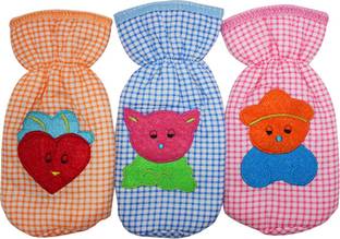 Pank-Smith Attractive Cartoon Print Check Design Bear Face Milk Feeding Bottle Cover New Born Baby Product Daily Use Unisex Boy / Girl, Set of 3