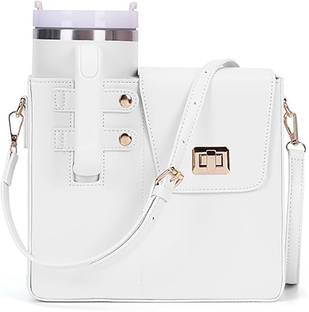 HOUSE OF QUIRK Portable Crossbody Tumbler Holder Bag with Purse Compartment-24.5 x 20 x 10.5cm