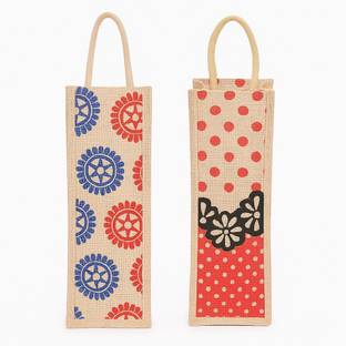 R Touch Jute Bottle Bag Combo - Pack of 2 Jute 1 Litre Office Bottle Bags