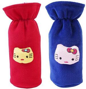 Da Anushi Soft Plush Stretchable Baby Feeding Bottle Cover Easy to Hold Strap With Cute Animated Cartoon|Suitable for 130-250 Ml Feeding Bottle(Dark Blue-Dark Red)