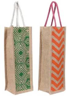 rushabh collections Reusable Versatile Water Bottle Cover for office,school Pack of 2 Jute Gift Bags