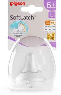 Pigeon Natural Baby Bottle Nipple, Slow Flow Nipple 6M+, 1pk Softlatch Medium Flow Nipple