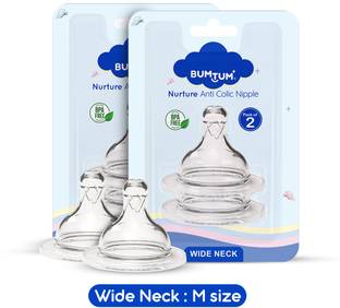 BUMTUM Nurture Anti Colic Teat for Wide Neck Bottle Pack Medium Flow Nipple