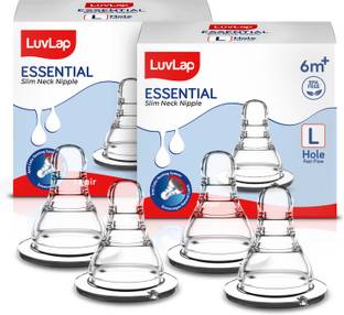 LuvLap Anti-Colic Essential Teat/Nipple for Slim/Regular Neck Bottle, 6m+ Fast Flow Nipple