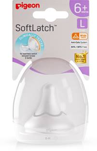 Pigeon Natural Baby Bottle Nipple, Slow Flow Nipple 6M+, 1pk Softlatch Medium Flow Nipple