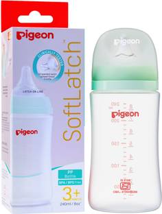 Pigeon Wide Neck 3 PP Baby Milk BOTTLE PLUS TYPE NIPPLE-GREEN - 240 ml