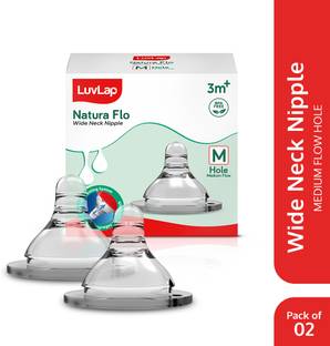 LuvLap Anti-Colic Natura Flo Teat/for Wide Neck Bottle, 4pcs, 6m+ Fast Flow Nipple