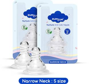 BUMTUM Nurture Anti Colic Teat/Nipple for Narrow Neck Bottle (Small) Medium Flow Nipple