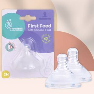 R for Rabbit First Feed Silicone Teat Pack of 2 - L Type, Perfect Flow Rate, Anti Colic Variable Flow Nipple
