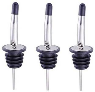 SYGA 3 Pcs Olive Oil Liquor Wine Free Flow Pourer Dispenser With Cap Stainless Steel Bottle Stopper