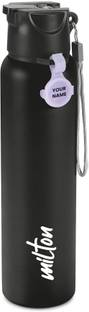MILTON Sipstar 1000 Stainless Steel Water Bottle with Sipper Lid, 875 ml, Black 875 ml Bottle