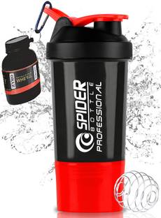 ZYRO Protein Funnel & Spider Gym Shaker Bottle with Stainless Steel Spring Ball 500 ml Shaker