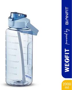 WErFIT 64OZ Water Bottle with Straw, BPA-Free & Leak-Proof, Time Marker & Flip-Top Lid 2000 ml Shaker