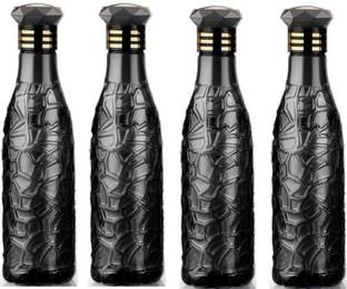 LIJIE 4 Pcs ZigZac Black Luxe Reusable Fridge Bottle Set 1000 ml Bottle