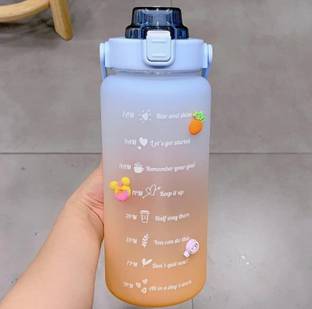 heet Sipper Water Bottle 2 L with Motivational Time Marker Non-Toxic Water Bottle 2000 ml Bottle