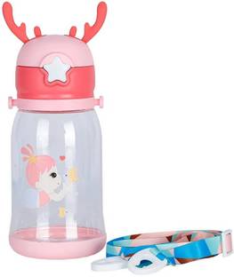 Rosefinch Deer Horn Design Cute Cartoon Sipper Water Bottle for Kids with Strap 600 ml Water Bottle