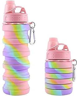 AMB Silicone Folding Collapsible Bottle, Expandable & Light Weight 500 ml Bottle