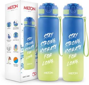 MILTON Gen'Z 1000 Motivational Sipper Water Bottle (Stay Strong), Flip-Top Cap, 1000 ml Bottle