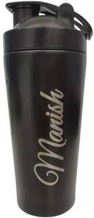 Incrizma Engraved [Name of (Manish) Personalized Protein Shaker Bottle (Black) 750 ml Sipper
