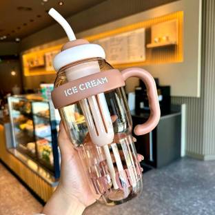 Kahaan enterprise Water Bottle with Straw and Handle Transparent Tumbler Ice Cream Insulated 1300 ml Bottle