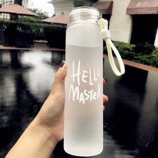 Flipkart SmartBuy Hello-Master Borosilicate Leak-Proof Reusable Glass Water Bottle for Office,Gym 400 ml Bottle