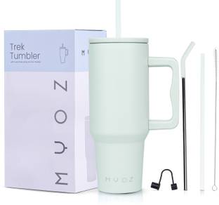 MYOZ Stainless Steel Vacuum Double Insulated Tumbler with Lid, Cap, Handle & Straw 1200 ml Bottle