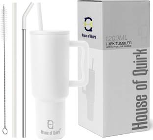HOUSE OF QUIRK 1200ML Tumbler with Handle and Straw Lid Double Insulated Cup Reusable 1200 ml Bottle