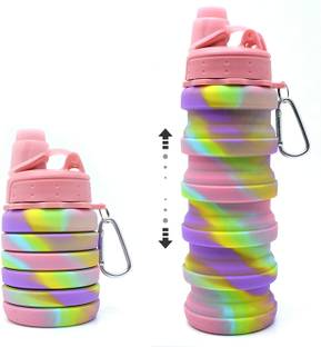 SHUANG YOU Solid Color Expandable Silicone Sipper Water Bottle for Sports 500 ml Water Bottle
