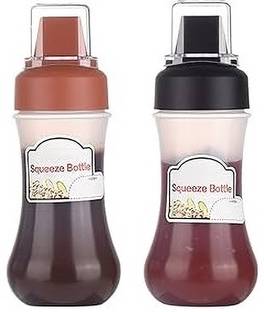 Mahek 5 Hole Squeeze Condiment Bottles for Ketchup Mustard Hot Sauces Olive 350 ml Bottle