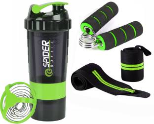 COOL INDIANS Premium Quality Gym Shaker With Wrist Band And Mini Gripper For Gym. 500 ml Shaker