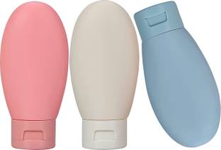 maycreate 3pcs Travel Pouch Kit 60ML Refillable Silicone Containers with Lid Travel Toiletry Kit