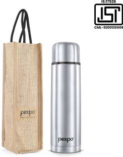 pexpo जूट-बैग वैक्यूम इंसुलेटेड फ्लेमिंगो के साथ 750ml 24 घंटे हॉट और कोल्ड फ्लास्क 750 ml फ्लास्क