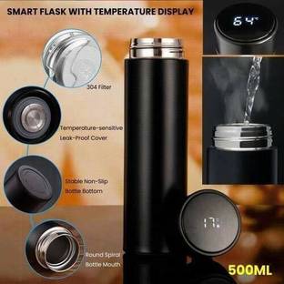 Pink Tokri LED Indicator Display Hot & Cool Double Wall Temperature Water Bottle PT783 500 ml Flask