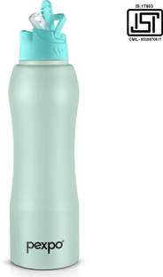 pexpo Belly Stainless Steel Water Bottle with Straw Lid Sipper Cap 1000 ml Bottle