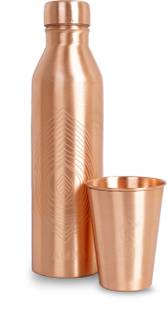 TAMBA CREATIONS 1000 ml Copper Bottle With Drinking Glass