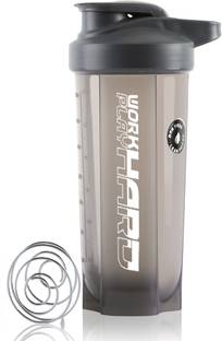 ZYRO Work Hard Protein Gym Sipper Bottle with Stainless Steel Spring Ball 700 ml Plastic Shaker