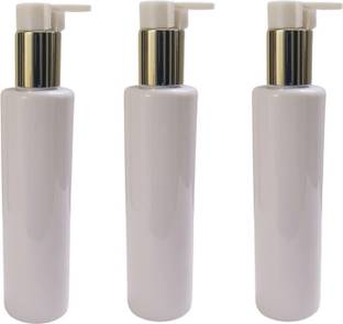 Revees Clive Round Sleek Bottle with Silver Pump Lock for Storing Shampoo, Lotion - 200ml 200 ml Bottle
