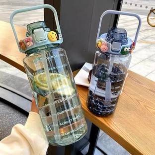 SeaRegal 2 L Capacity Water Bottle Belt Straw Transparent bottle 2000 ml Bottle