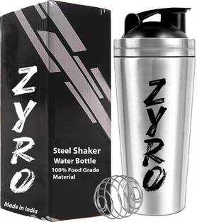 ZYRO Stainless Steel Gym Shaker Bottle for Protein Shake, BCAA, with Mixing ball 750 ml Shaker