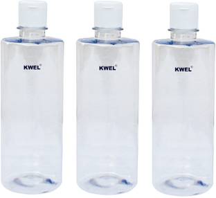 KWEL 500ml Refillable Empty Clear Plastic Mini Bottle With Flip Caps (Pack of 3) 500 ml Bottle