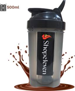 Shopeleven Gym Fitness Plastic Sipper & Protein Shaker Bottle Mixer Ball 500 ml Shaker