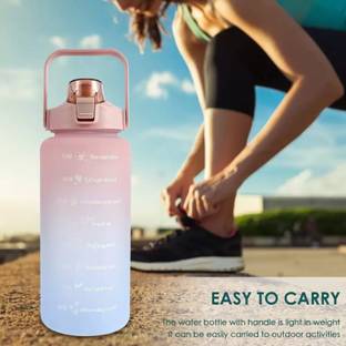 vedvit 2000ML Motivational Water Bottles With Straw Water Jug For Leakproof 2000 ml Bottle