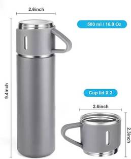 HASRU Vacuum Flask with set of Steel Cup Combo - 500ml 500 ml Flask 500 ml Bottle With Drinking Glass