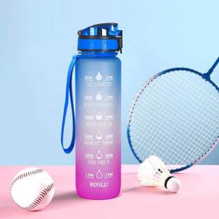 TRENDBIT Unbreakable Water Bottle with Motivational Time Marker, Sipper Bottle with straw 1000 ml Bottle